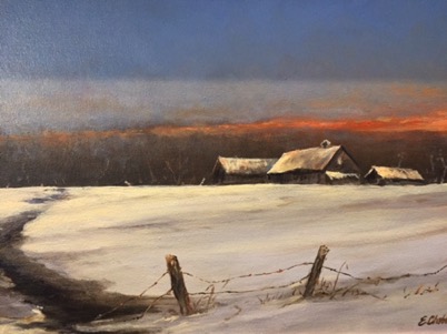 "Sunrise farm"   
20 X 10  Oil framed  
$500.00
Edmond Chabot