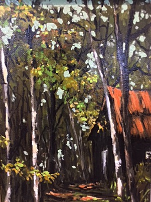 "Shed in The Woods" 
5 X 7  Oil Framed  
$200.00
Edmond Chabot